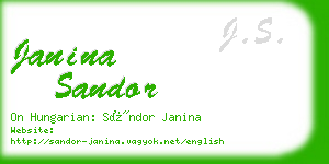 janina sandor business card